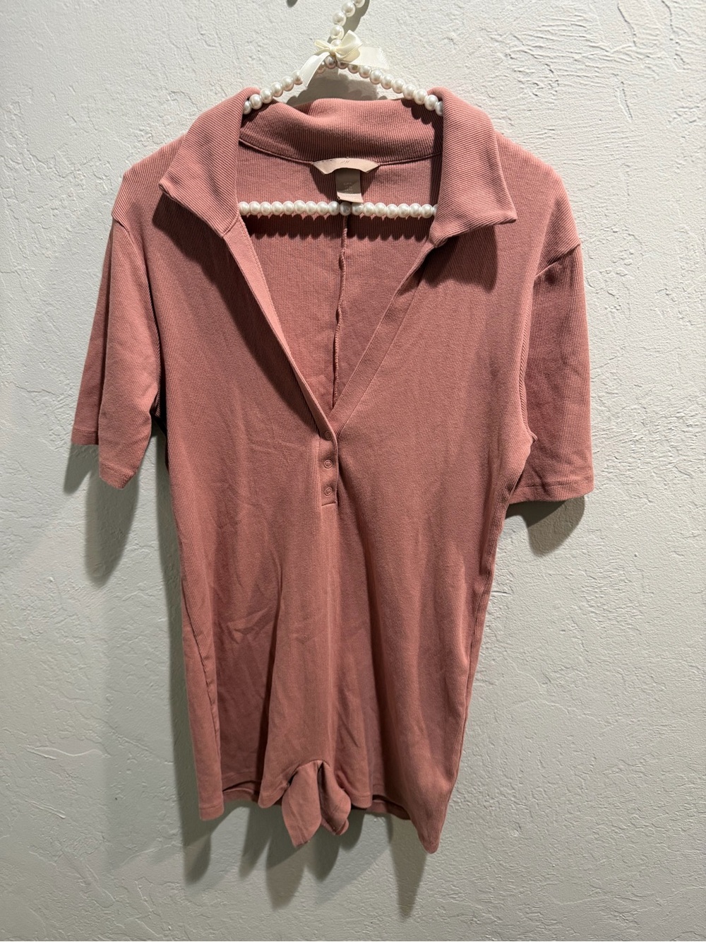 Ribbed Cotton Jersey Polo Romper
